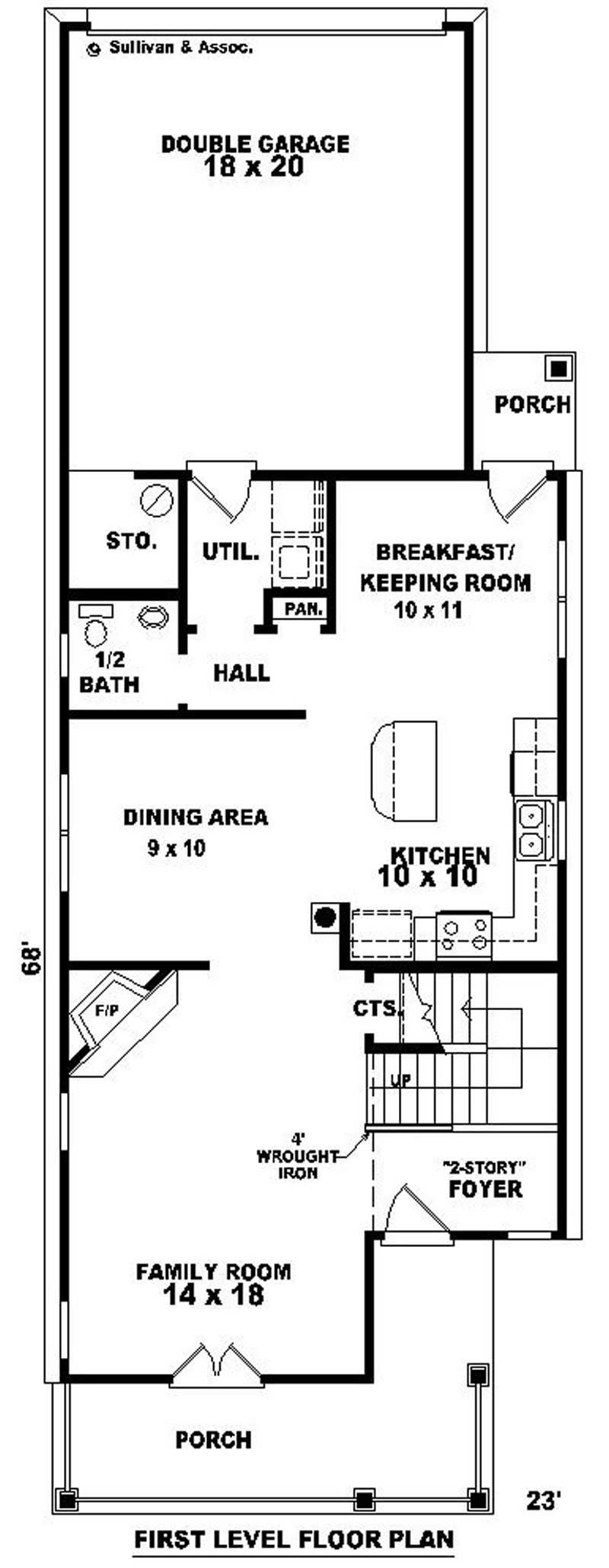 Floor Plan First Story of Coastal Plan #170-2880