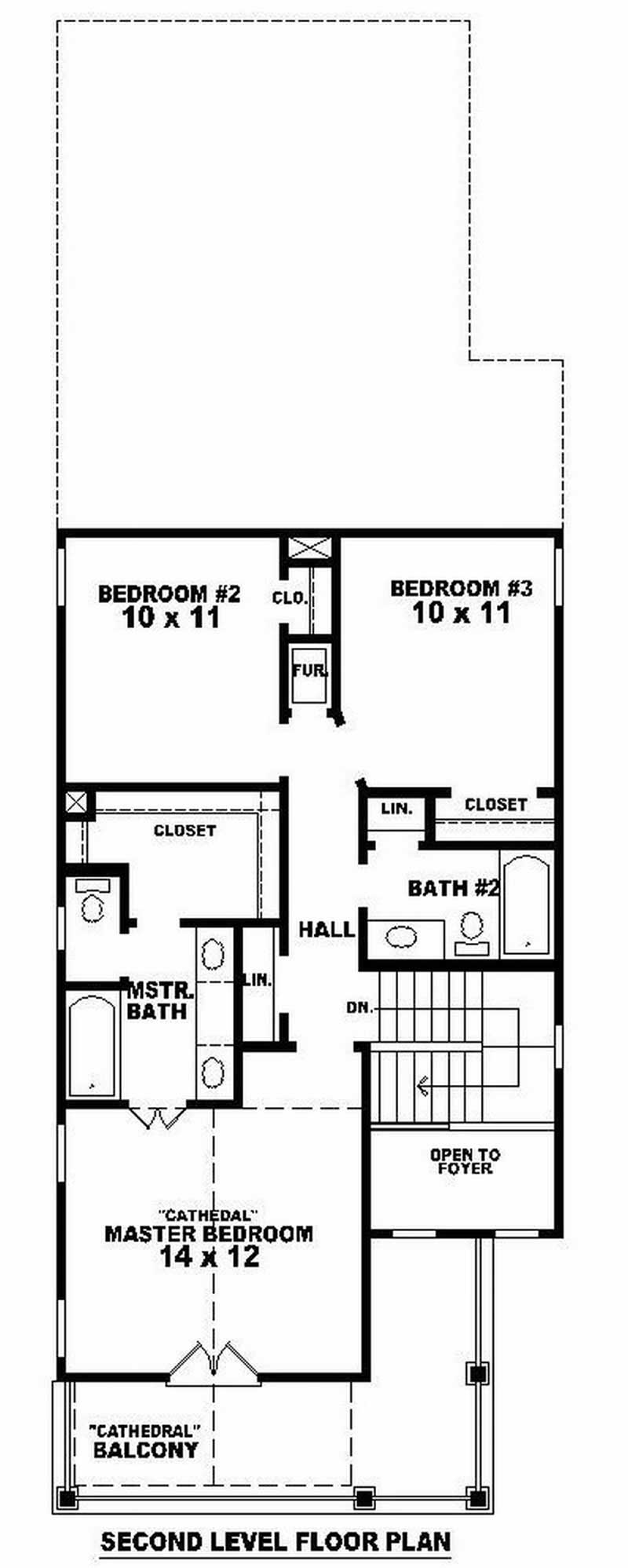 Floor Plan Second Story of Coastal Plan #170-2880