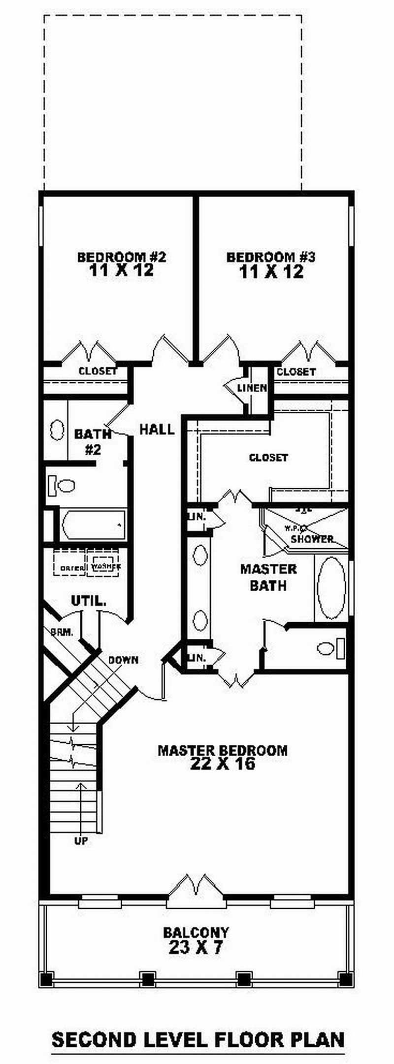 Floor Plan Second Story of Cape Cod Plan #170-2881