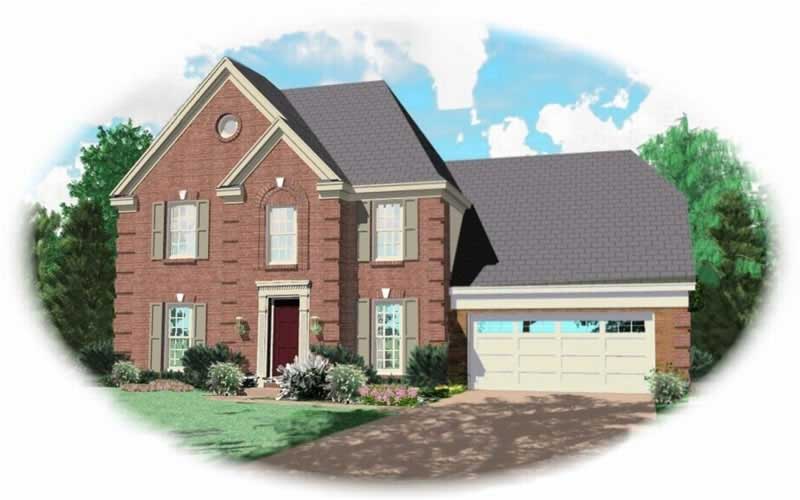 Front view of French home (ThePlanCollection: House Plan #170-2886)