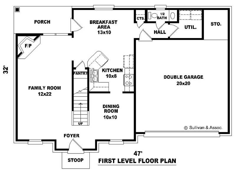 Floor Plan First Story of French Plan #170-2886