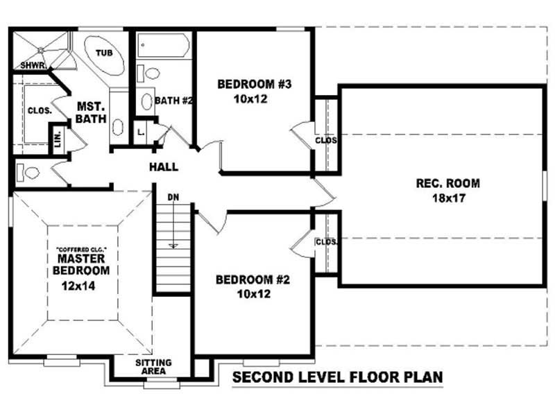 Floor Plan Second Story of French Plan #170-2886