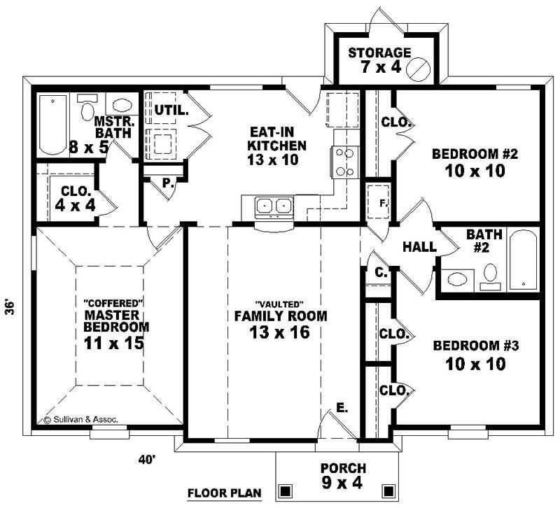 Floor Plan First Story of Small House Plans #170-2887