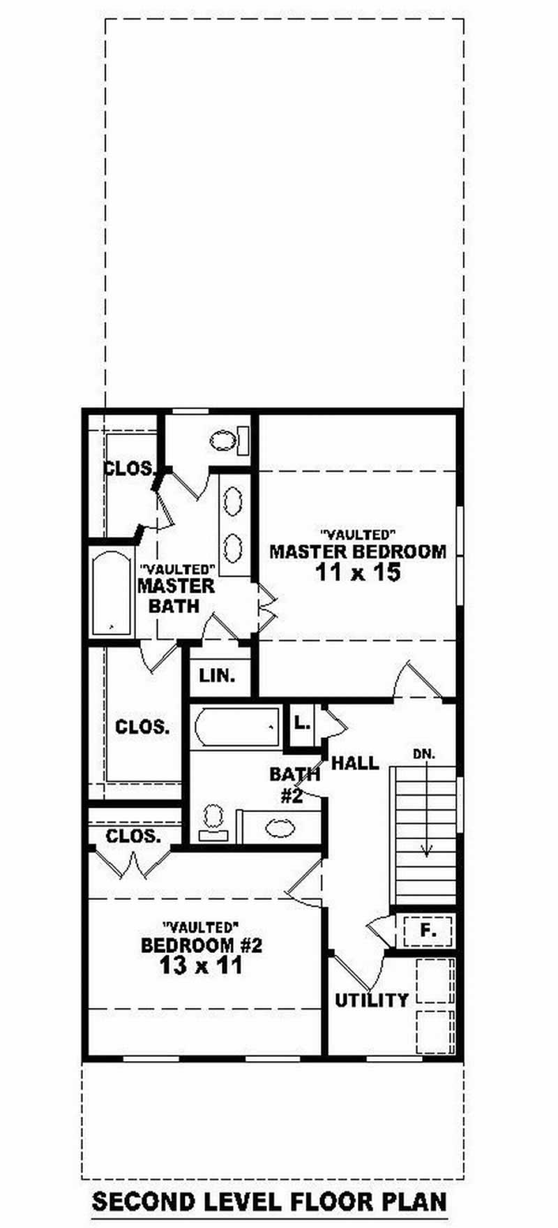 Floor Plan Second Story of Coastal Plan #170-2889