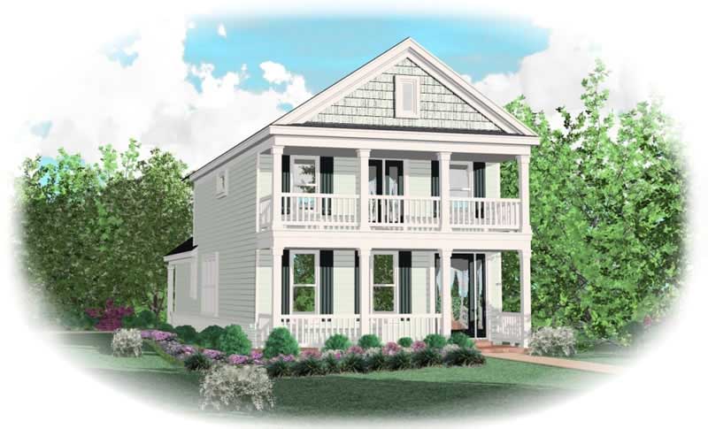 Front view of Coastal home (ThePlanCollection: House Plan #170-2899)
