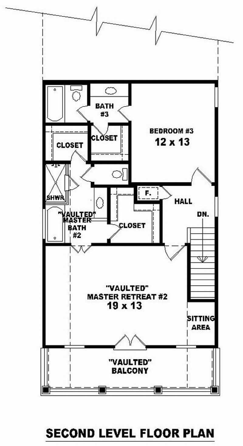 Floor Plan Second Story of Coastal Plan #170-2899