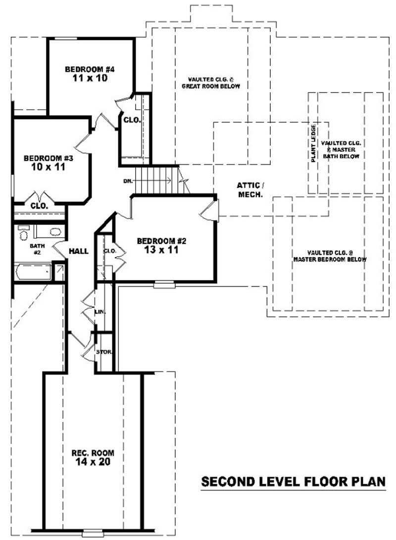 Floor Plan Second Story of Country Plan #170-2901