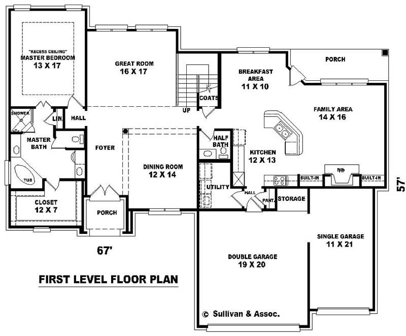 Floor Plan First Story of French Plan #170-2907