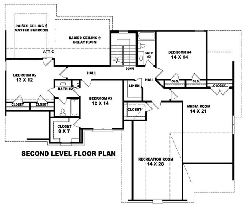 Floor Plan Second Story of French Plan #170-2907