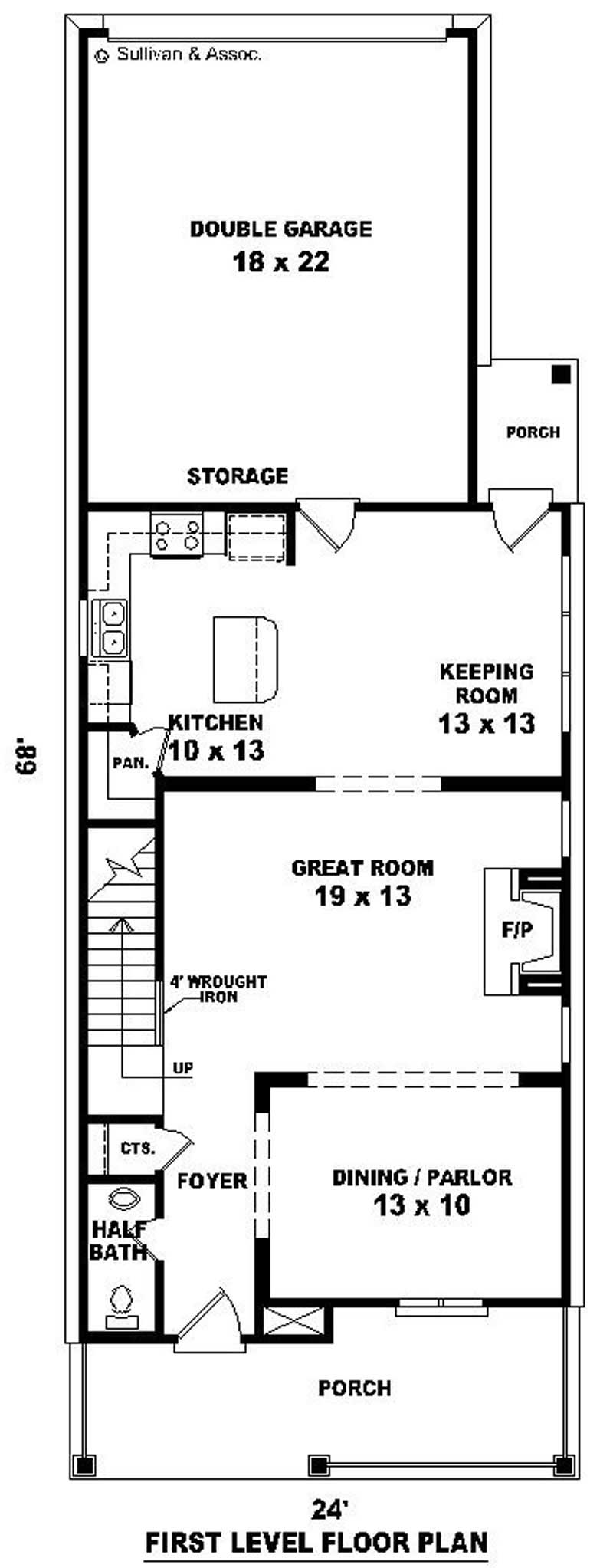 Floor Plan First Story of Coastal Plan #170-2909