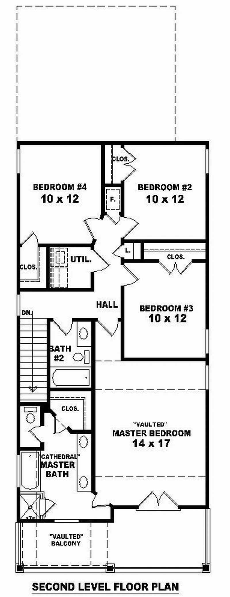 Floor Plan Second Story of Coastal Plan #170-2909