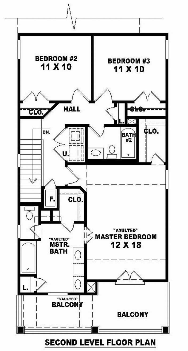 Floor Plan Second Story of Coastal Plan #170-2911