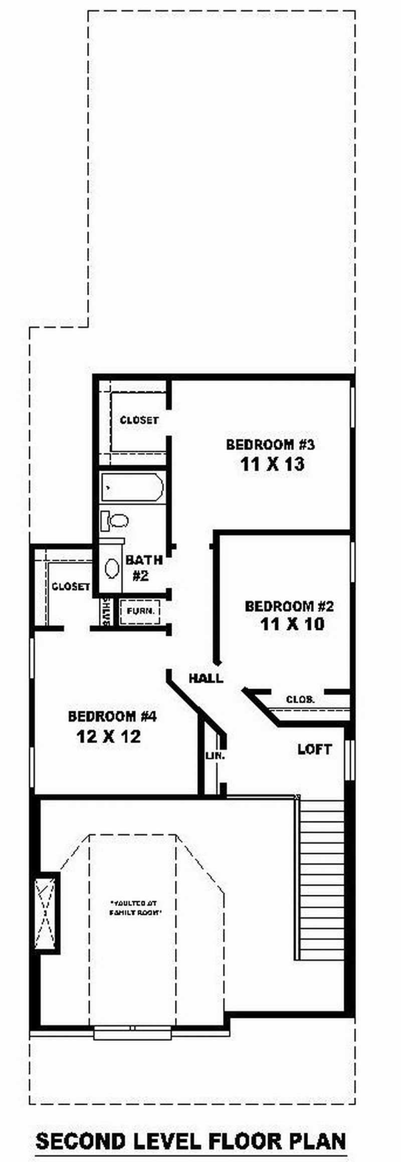 Floor Plan Second Story of Coastal Plan #170-2912