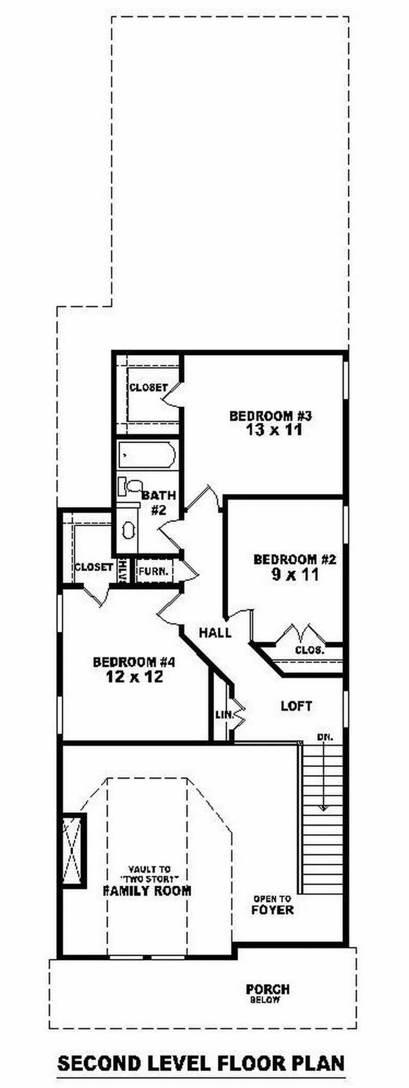 Floor Plan Second Story of Coastal Plan #170-2914