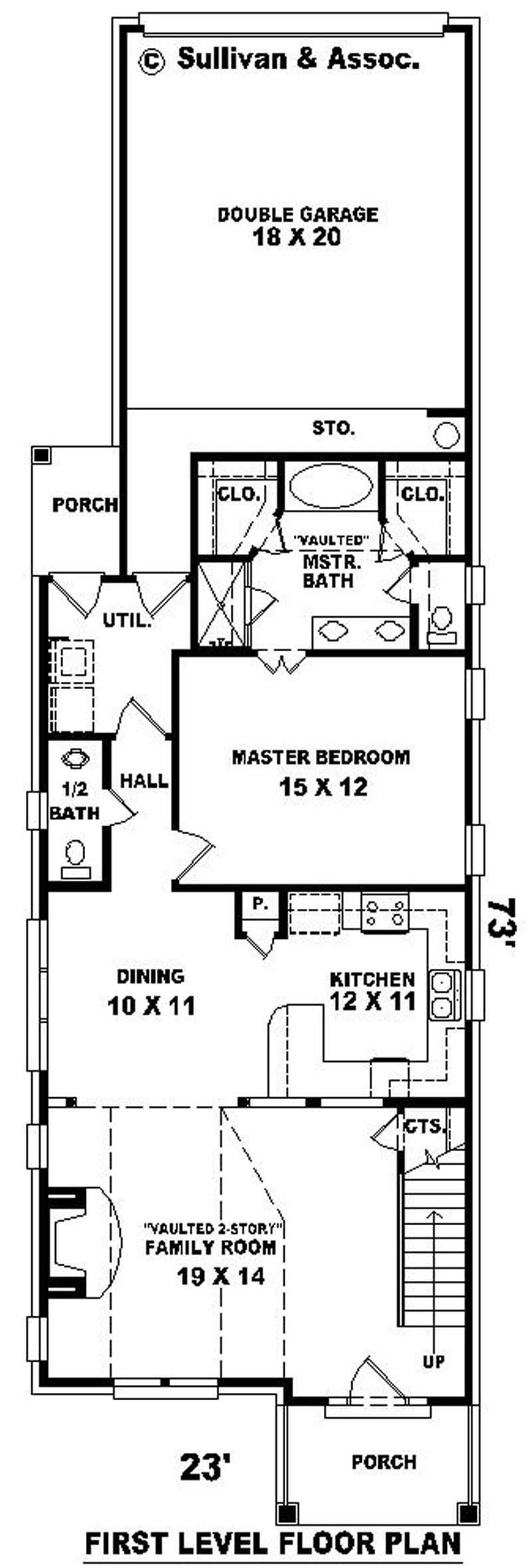 Floor Plan First Story of Coastal Plan #170-2916