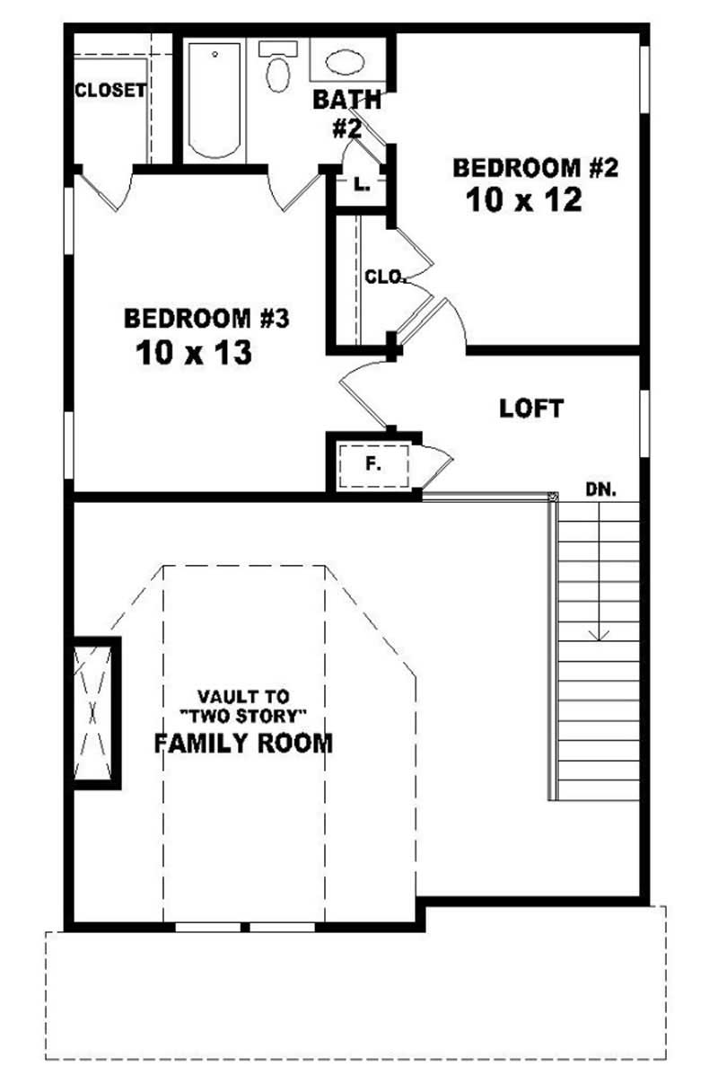 Floor Plan Second Story of Coastal Plan #170-2918