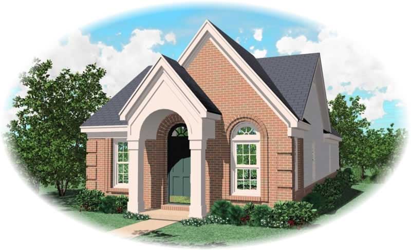 Front view of French home (ThePlanCollection: House Plan #170-2921)