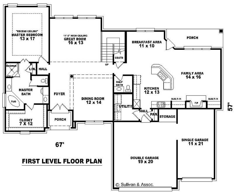 Floor Plan First Story of French Plan #170-2922