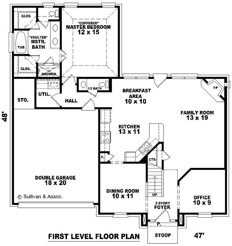 Floor Plan First Story of Small House Plans #170-2927