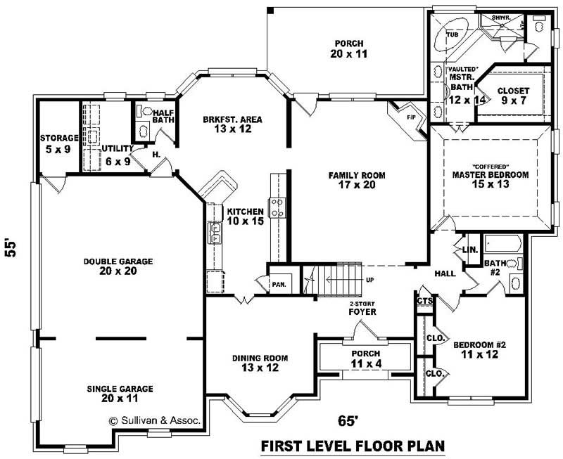 Floor Plan First Story of French Plan #170-2928