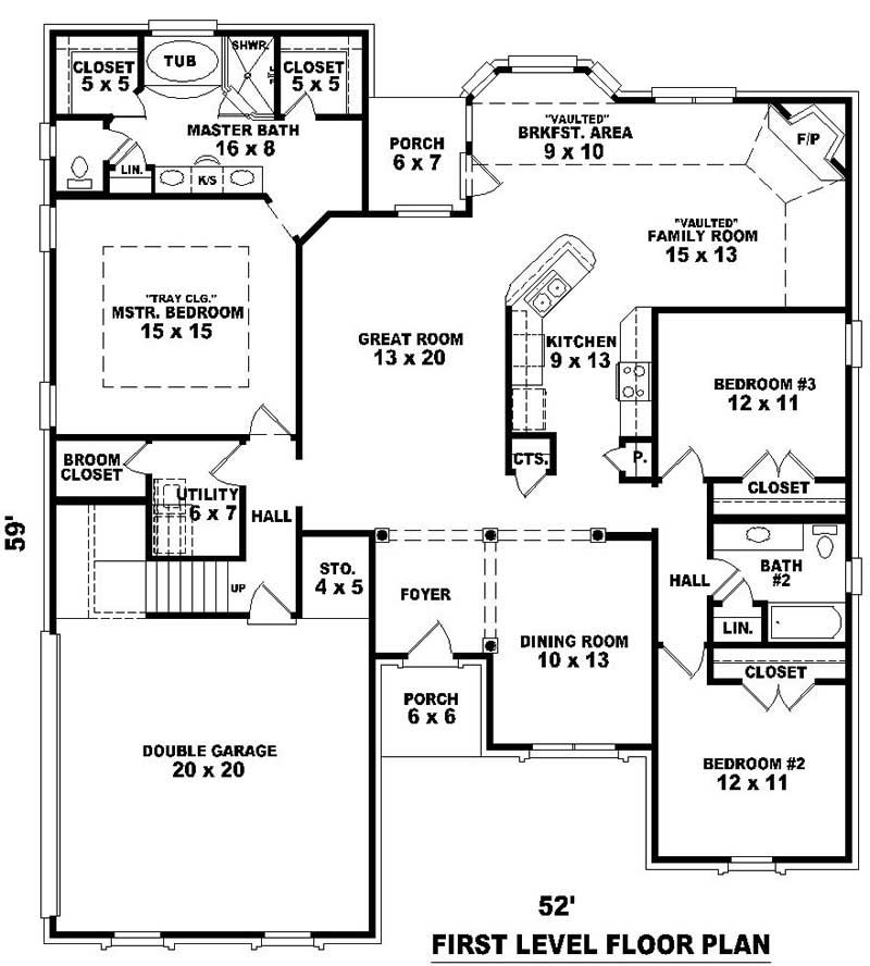 Floor Plan First Story of French Plan #170-2935
