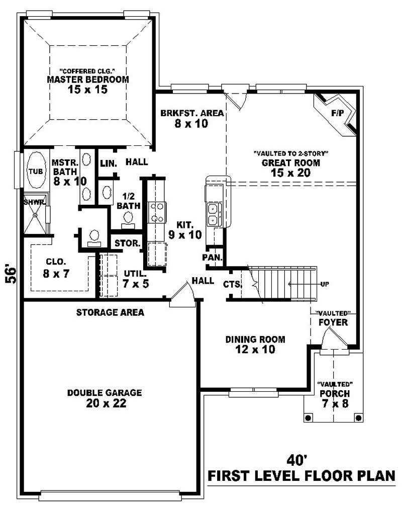Floor Plan First Story of French Plan #170-2937