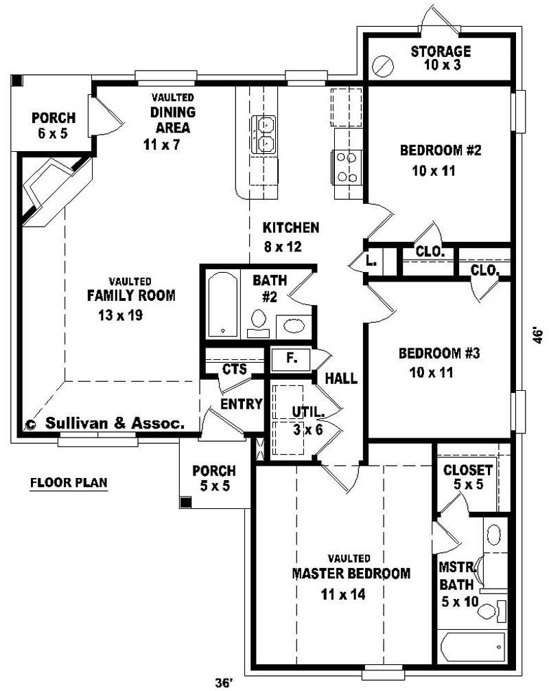Floor Plan First Story of Small House Plans #170-2939