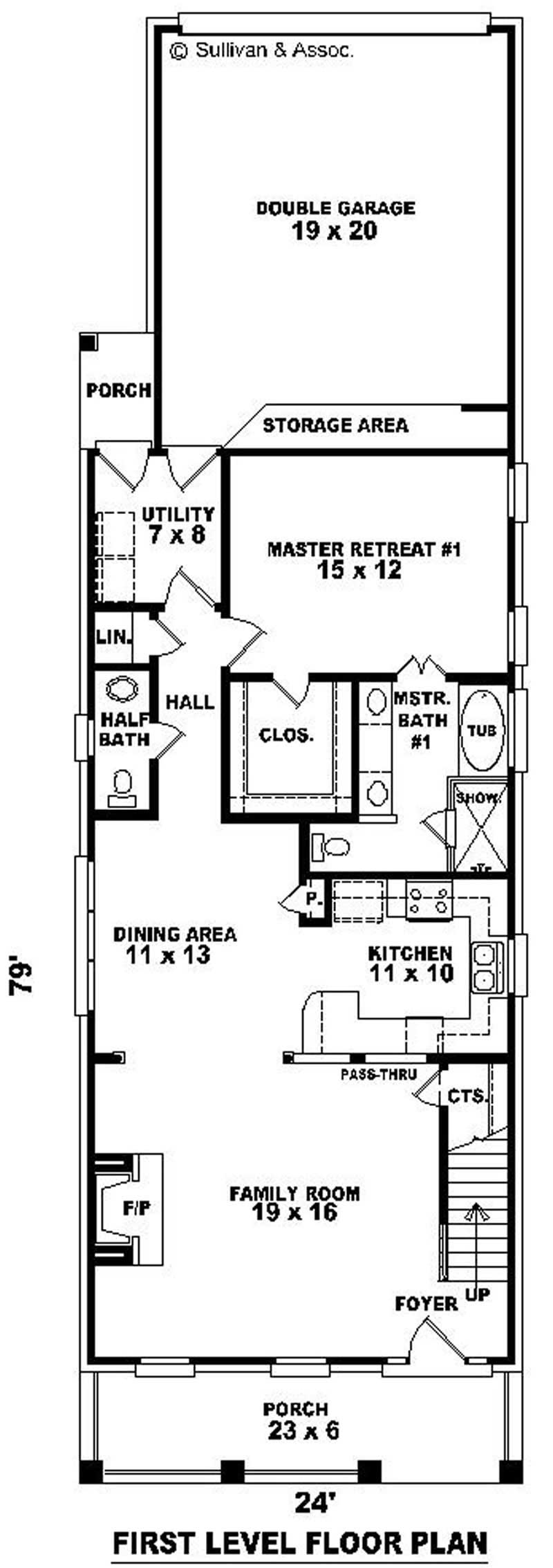 Floor Plan First Story of Colonial Plan #170-2940