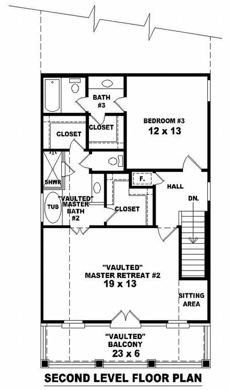 Floor Plan Second Story of Colonial Plan #170-2940