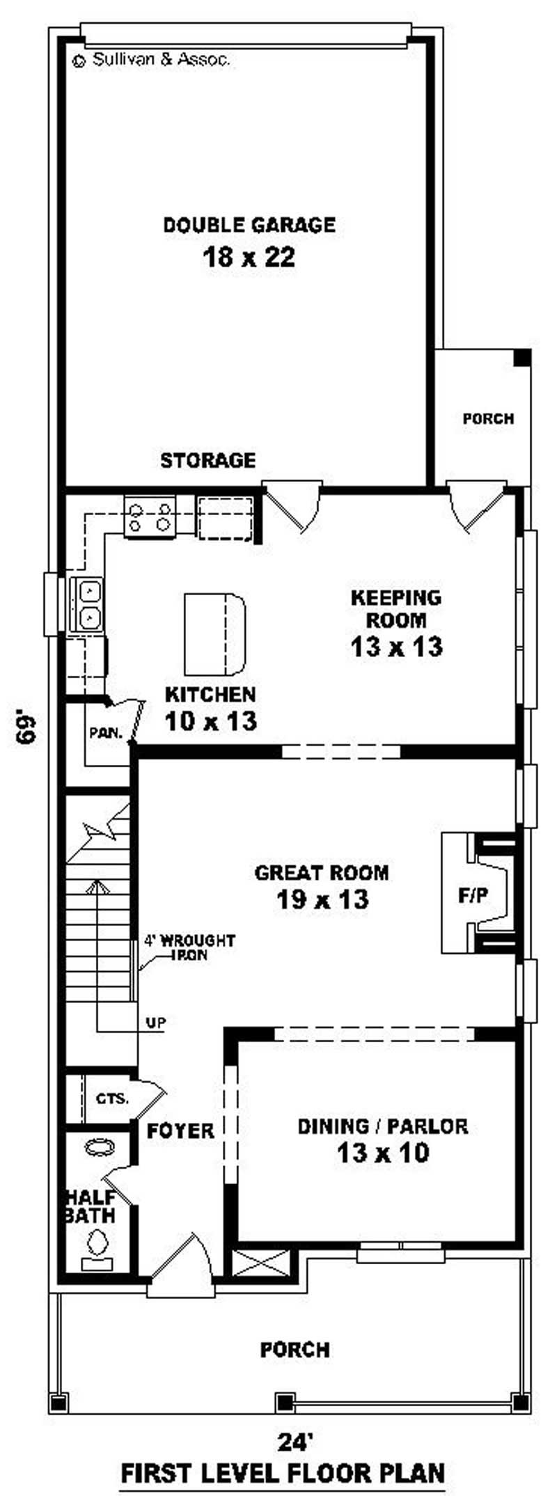 Floor Plan First Story of Coastal Plan #170-2945