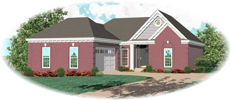 Front view of French home (ThePlanCollection: House Plan #170-2954)