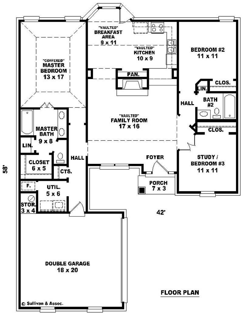 Floor Plan First Story of French Plan #170-2954