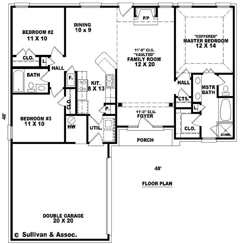 Floor Plan First Story of Ranch Plan #170-2955