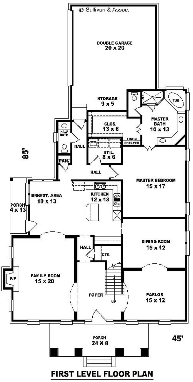 Floor Plan First Story of Craftsman Plan #170-2963