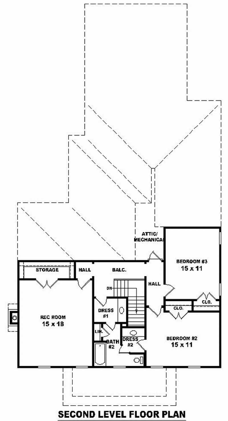 Floor Plan Second Story of Craftsman Plan #170-2963