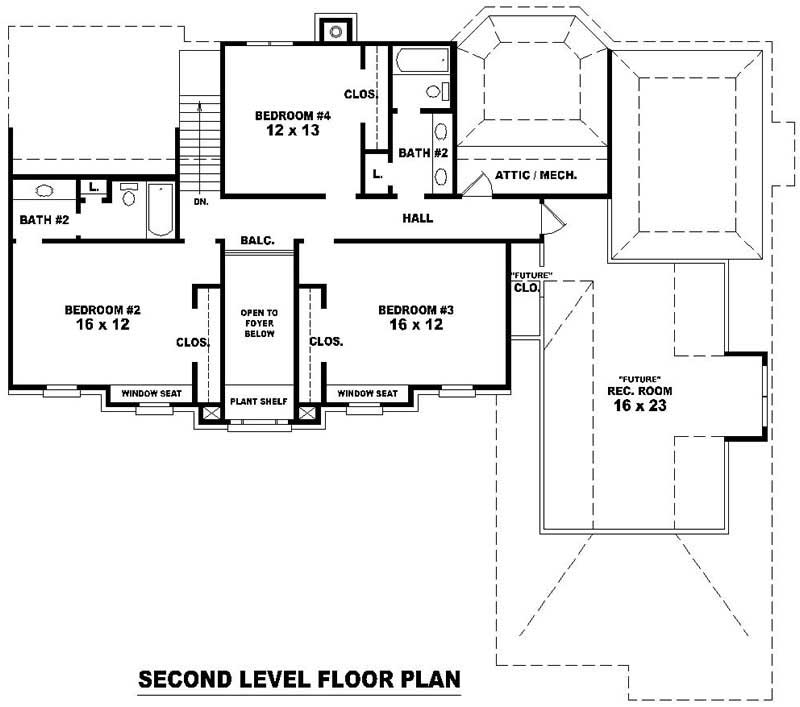 Floor Plan Second Story of French Plan #170-2967