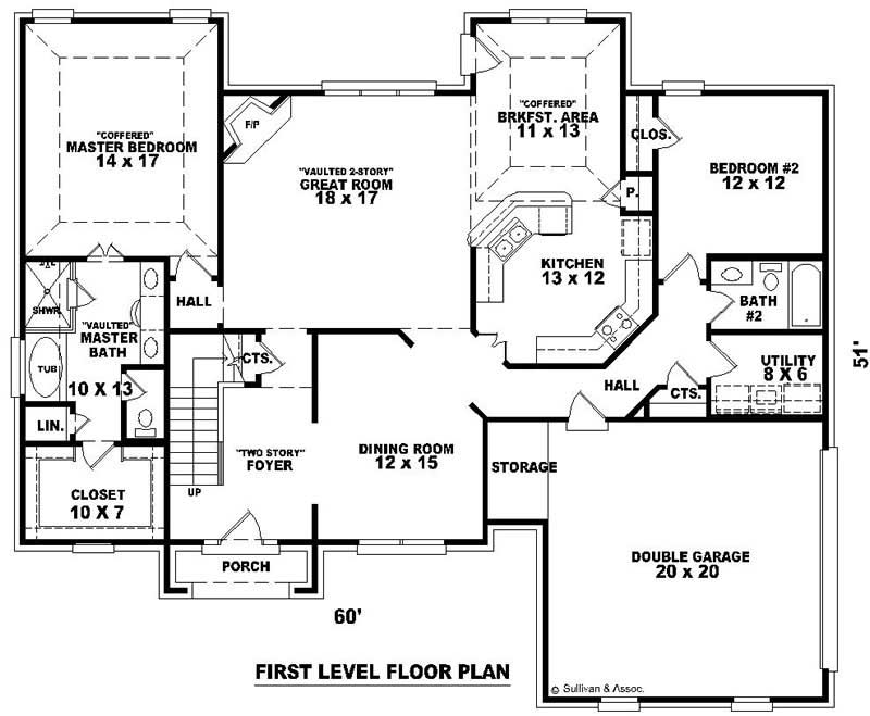 Floor Plan First Story of Country Plan #170-2979