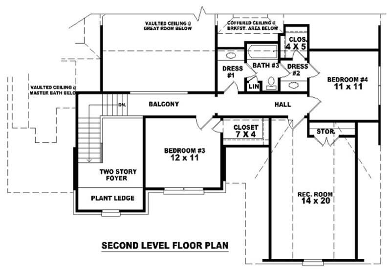 Floor Plan Second Story of Country Plan #170-2979