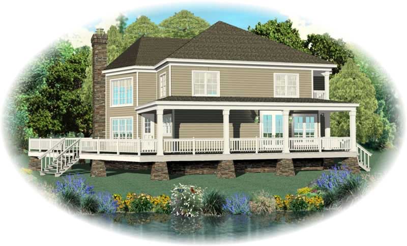 Front view of Country home (ThePlanCollection: House Plan #170-2988)