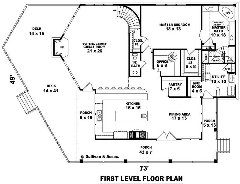 Floor Plan First Story of Country Plan #170-2988