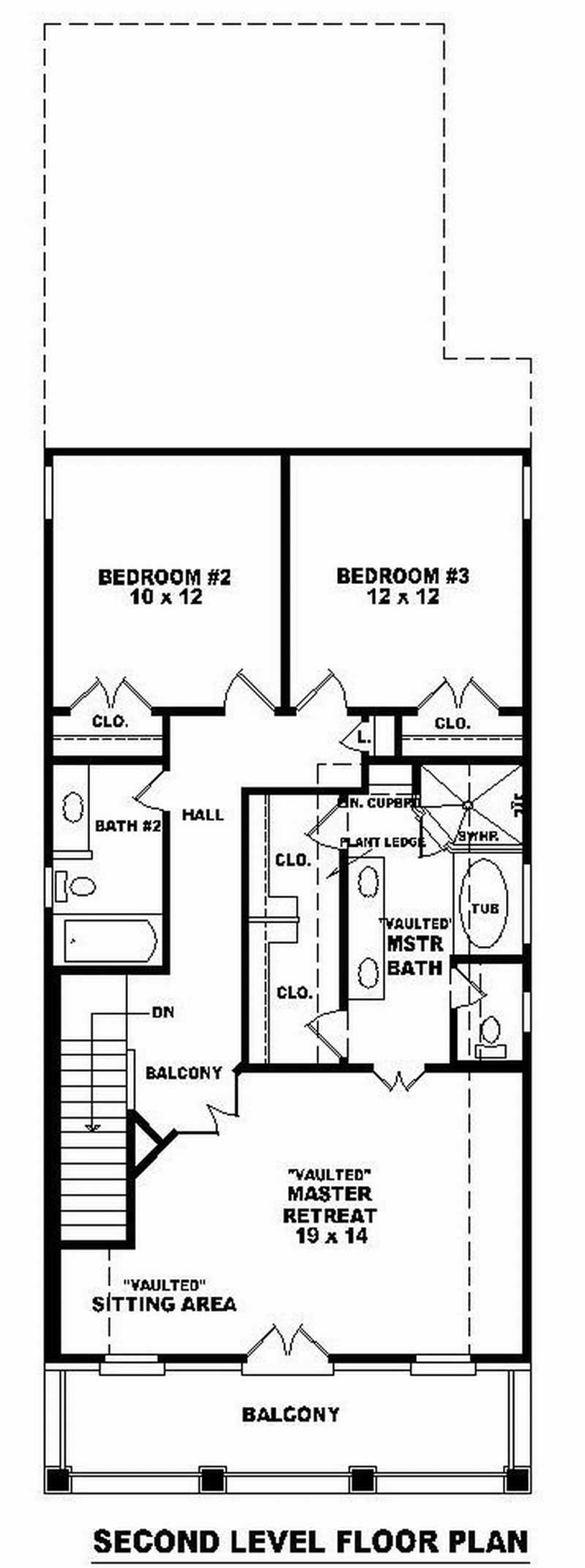 Floor Plan Second Story of Coastal Plan #170-2993