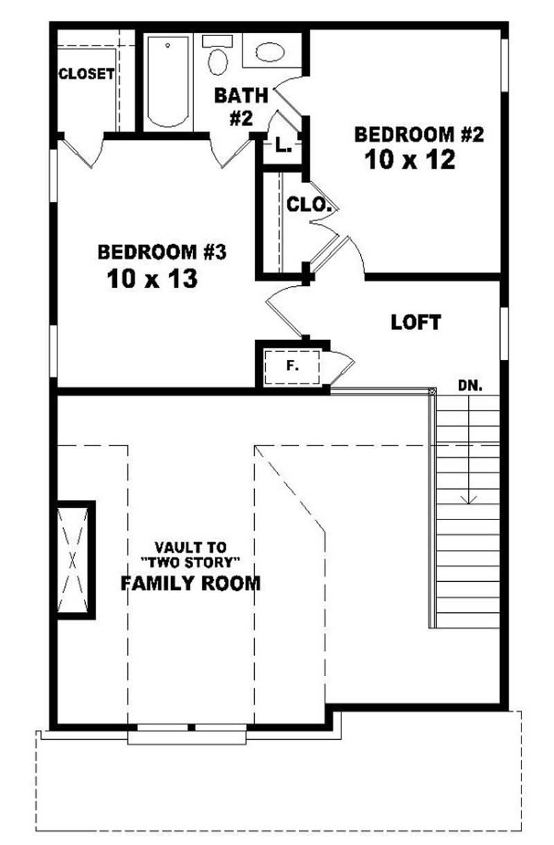 Floor Plan Second Story of Coastal Plan #170-2996