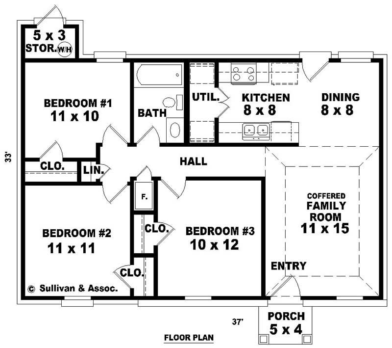 Floor Plan First Story of Small House Plans #170-2999