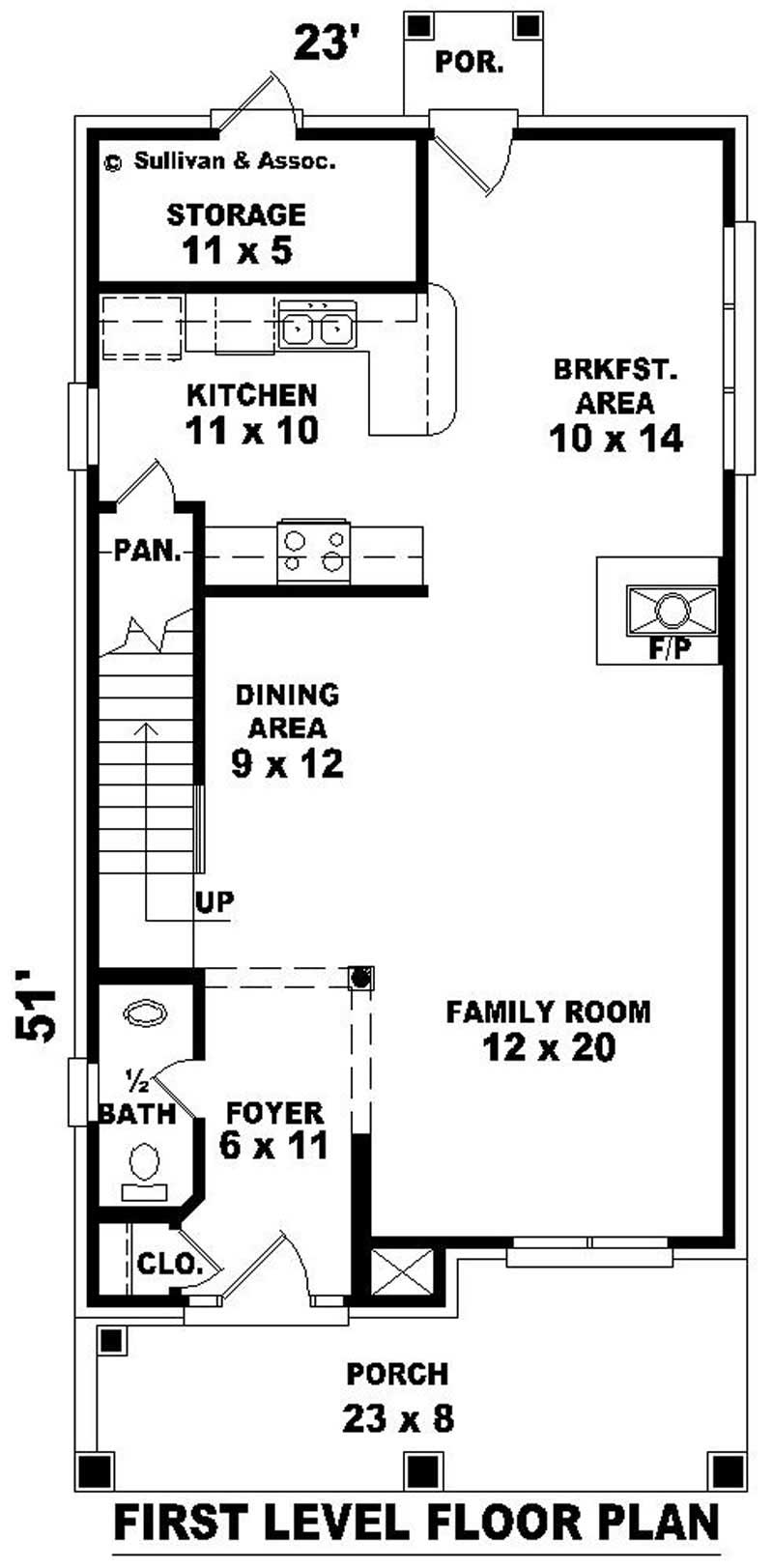 Floor Plan First Story of Craftsman Plan #170-3000