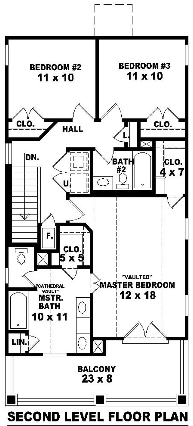Floor Plan Second Story of Craftsman Plan #170-3000