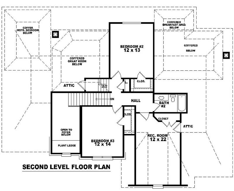 Floor Plan Second Story of French Plan #170-3008