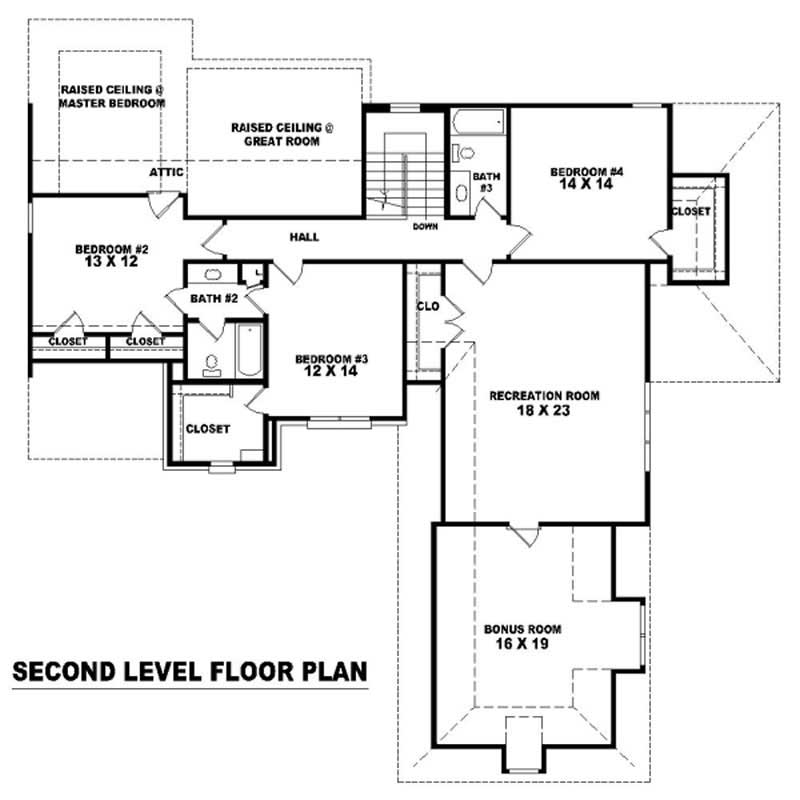 Floor Plan Second Story of French Plan #170-3015