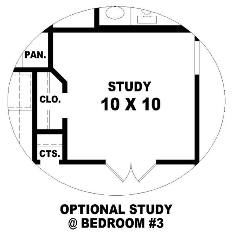 Home Office of this 3-Bedroom, 1301 Sq Ft Plan - 170-3018