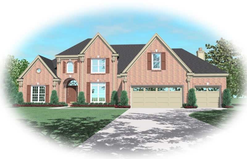 Front view of French home (ThePlanCollection: House Plan #170-3027)