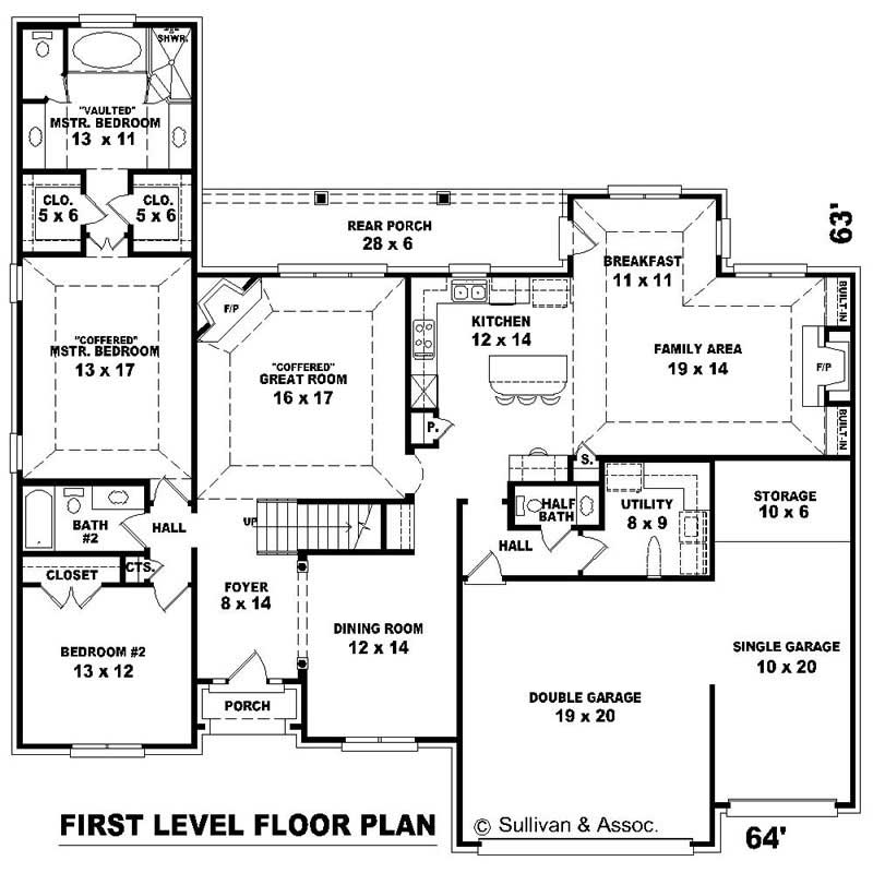 Floor Plan First Story of French Plan #170-3027